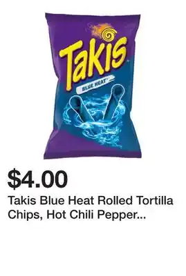 Five Below Takis Blue Heat Rolled Tortilla Chips, Hot Chili Pepper Artificially Flavored, 9.9oz Bag offer