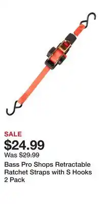 Cabela's Bass Pro Shops Retractable Ratchet Straps with S Hooks 2 Pack offer