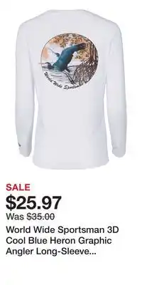 Cabela's World Wide Sportsman 3D Cool Blue Heron Graphic Angler Long-Sleeve Crew for Ladies offer