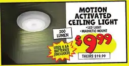 Ollie's MOTION ACTIVATED CEILING LIGHT offer