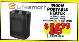 Ollie's Lifesmart 1500W PORTABLE HEATER offer