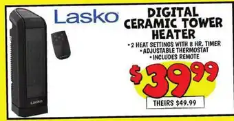 Ollie's Lasko DIGITAL CERAMIC TOWER HEATER offer