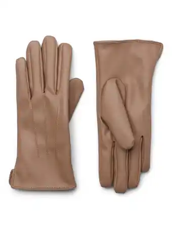 Walmart Time and Tru Women's Faux Leather Solid 3-Point Winter Gloves, L/XL, Tan offer