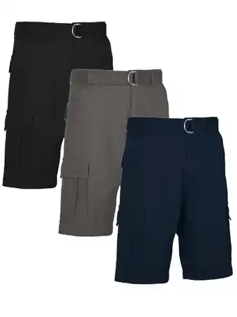 Walmart Men's Belted Cotton Cargo Shorts (3-Pack) offer