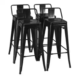 Walmart Set of 4 Metal Bar Stools 30'' Bar Height Barstools Industrial w/ Low Back Black offer