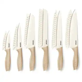 Walmart Carote 12Pcs Knife Set with Blade Guards, White Granite Ceramic Coating, Stainless Steel Blade, Safe offer