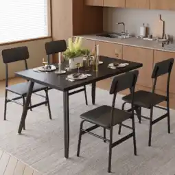 Walmart Dining Table Set for 4, Modern Kitchen Table and 4 Chairs for Small Spaces, Breakfast Nook, Black offer