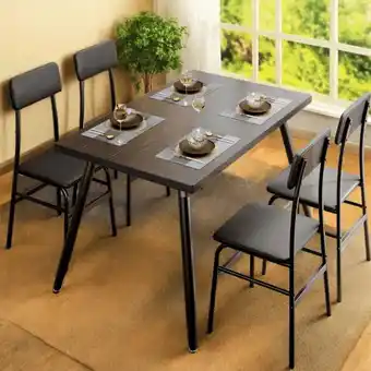 Walmart Dining Table Set for 4, Modern Kitchen Table and 4 Chairs for Small Spaces, Breakfast Nook, Black offer