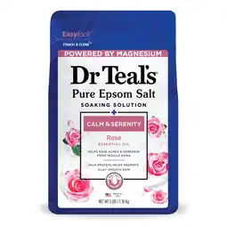 Walmart Dr Teal's Epsom Salt Magnesium Soak, Calm & Serenity with Rose Essential Oil & Milk Protein 3 lbs offer