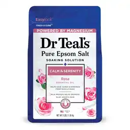 Walmart Dr Teal's Epsom Salt Magnesium Soak, Calm & Serenity with Rose Essential Oil & Milk Protein 3 lbs offer