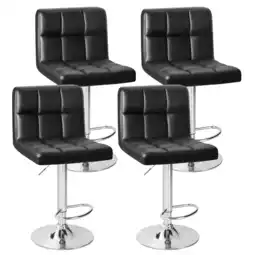 Walmart Furmax Adjustable Swivel Bar Stools, Armless, PU Leather, Black (Set of 4) offer