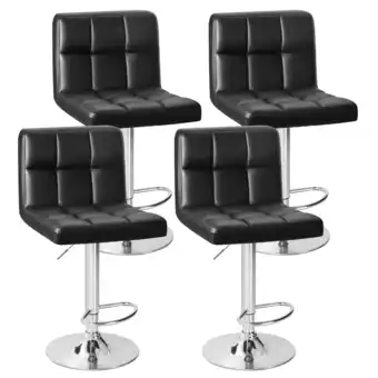 Walmart Furmax Adjustable Swivel Bar Stools, Armless, PU Leather, Black (Set of 4) offer