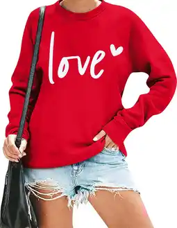 Walmart VILOVE Womens Valentine's Day Sweatshirt Love Heart Graphic Print Pullover Casual Long Sleeve Top offer