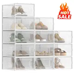 Walmart Shoe Boxes, 12pcs Clear Stackable Plastic Shoe Storage for Home Organize, 9.1 x 13.1 x 5.6 Inches offer