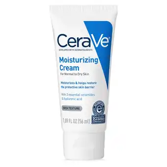 Walmart CeraVe Moisturizing Cream Travel Size Face Moisturizer & Body Lotion Normal to Very Dry Skin 1.89 oz offer