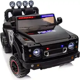 Walmart Outfunny 24V 4WD Ride on Police Car, 2 Seater Kids Ride on Toys Truck with Remote, Megaphone - Black offer