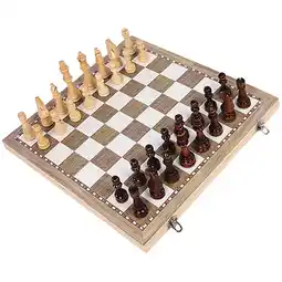 Walmart Folding Chess Board Wood Wooden Pieces Game Set Foldable Chessboard Kit Child Toy offer