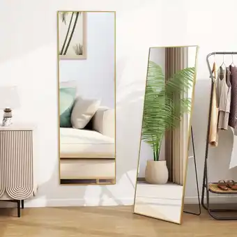 Walmart Full Length Mirror 64x21 Rectangle Floor Mirror with Stand Wall Mounted Mirror for Full Body,Gold offer