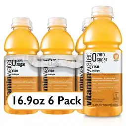 Walmart vitaminwater Rise Zero Sugar Orange Flavored Water Beverage, 16.9 fl oz, 6 Pack Bottles offer