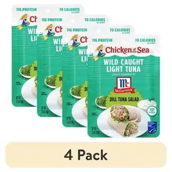 Walmart (4 pack) Chicken of the Sea Wild Caught Light Tuna Packet, Dill Tuna Salad 2.5 oz offer