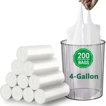 Walmart 4 Gallon Trash Bags 200 Count, Small Garbage Bag 4-6 Gallon for Office, Bedroom, Bathroom offer