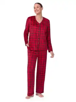 Walmart Aria Women's Stretch Velour Long Sleeve V-Neck Pajama Set, Sizes XS-5X offer