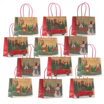 Walmart Christmas Kraft Gift Bags with Foil Hotstamp, Small Vogue, 12 Pack offer