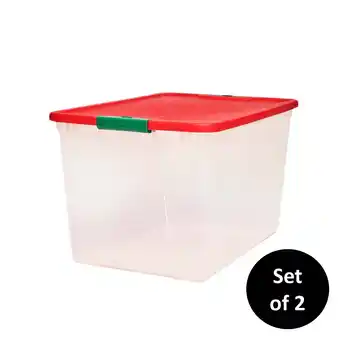 Walmart Homz 16 Gallon Latching Plastic Storage Box With Lid, Red and Green, 2 Count offer