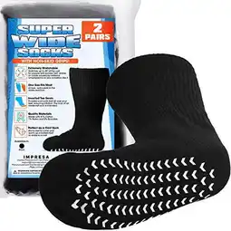 Walmart Super Wide Socks with Non-Skid Grips for Lymphedema - Unisex Bariatric Sock - One Size [2 Pack] offer