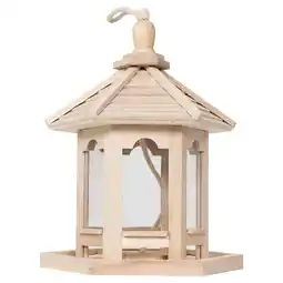 Walmart Komiseup Wooden Hexagon Gazebo Bird Feeder with Roof, Large Capacity, White offer