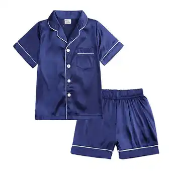 Walmart Kids 2-3 Satin Silk T-Shirt and Short Matching Pajama Set, Blue offer