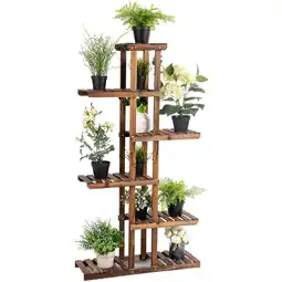 Walmart Costway 6 Tier 11 Pots Wooden Plant Flower Display Stand Wood Shelf Storage Rack Garden offer