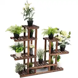 Walmart Costway 6Tier 13 Pots Wooden Plant Flower Display Stand Wood Shelf Storage Rack Garden offer