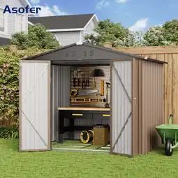 Walmart Asofer 8' x 6' Outdoor Storage Shed, Tool shed, Outdoor Storage Clearance for Backyard Patio, Brown offer