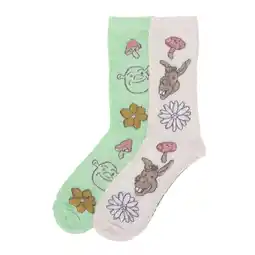 Walmart Shrek Donkey & Shrek Flora Patterns Women's 2-Pair Casual Crew Socks offer