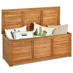 Walmart Costway 47 Gallon Deck Storage Acacia Wood Organization Toys Cushions Tools offer