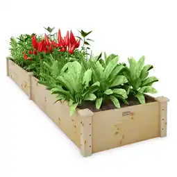 Walmart Costway Wooden Raised Garden Bed Outdoor Wood Planter Box for Vegetables Flowers Fruit offer