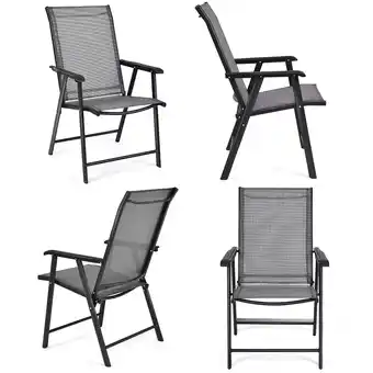 Walmart Costway Set of 4 Outdoor Patio Folding Chairs Camping Deck Garden Pool Beach W/Armrest offer