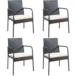 Walmart Costway 4PCS Patio Wicker Rattan Dining Chairs Cushioned Seats Armrest Garden offer