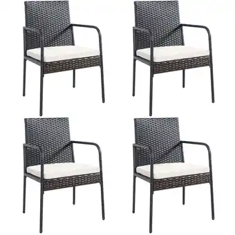 Walmart Costway 4PCS Patio Wicker Rattan Dining Chairs Cushioned Seats Armrest Garden offer