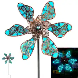 Walmart Fixdono Metal Wind Spinner, 35 Luminous Butterfly Windmill Yard Art Decor for Garden Patio Lawn offer