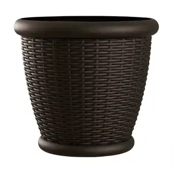 Walmart Suncast Willow 18 Inch Diameter Resin Decorative Wicker Patio Planter Pot, Java offer