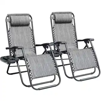 Walmart Devoko Adjustable Zero Gravity Chair with Pillow and Cup Holder - Set of 2 Double gray offer