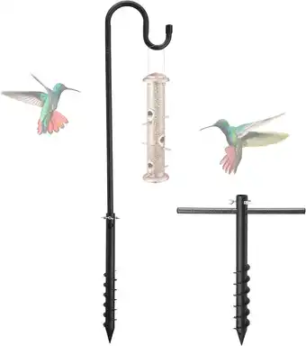 Walmart Shepherds Hook Bird Feeder Pole with Ground Anchor, 62 Inch Adjustable Bird Feeder Pole offer