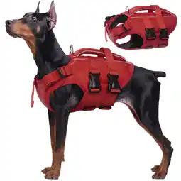 Walmart Kuoser Dog Life Jacket, Reflective and Adjustable Dog Life Vest for Small Medium Large Dogs Red, L offer