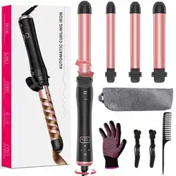 Walmart RACCOMB 0.75 1 1.25 Auto Rotating Curling Iron, 320°F to 430°F, 100-240V, for Waves, Beach Curls offer