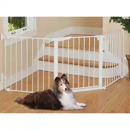 Walmart Command Pet Custom Fit Metal Dog Gate, White, 4.25L x 84W x 29.50H offer