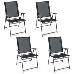 Walmart Costway 4pcs Patio Folding Portable Dining Chairs Metal Frame Armrests Garden Black offer