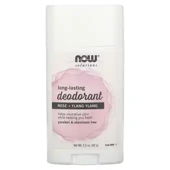 Walmart Now Foods Solutions Long-Lasting Deodorant Rose +Ylang Ylang 2.2 oz Stick offer