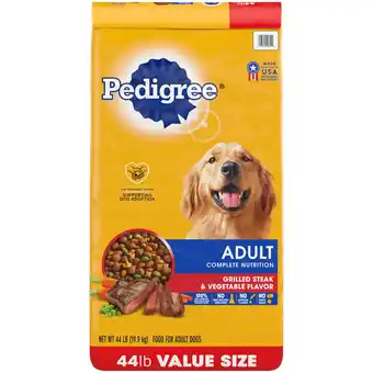 Walmart PEDIGREE Complete Nutrition Grilled Steak & Vegetable Flavor Dry Dog Food for Adult Dog, 44 lb. Bag offer